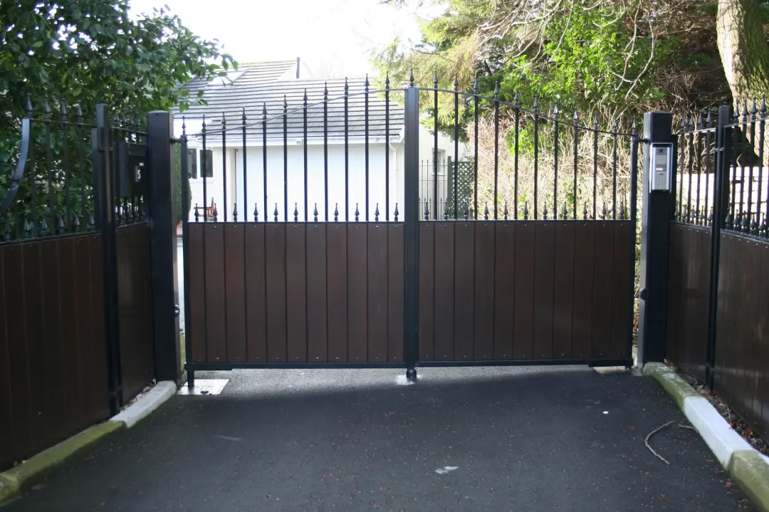 iron and wooden swing gate